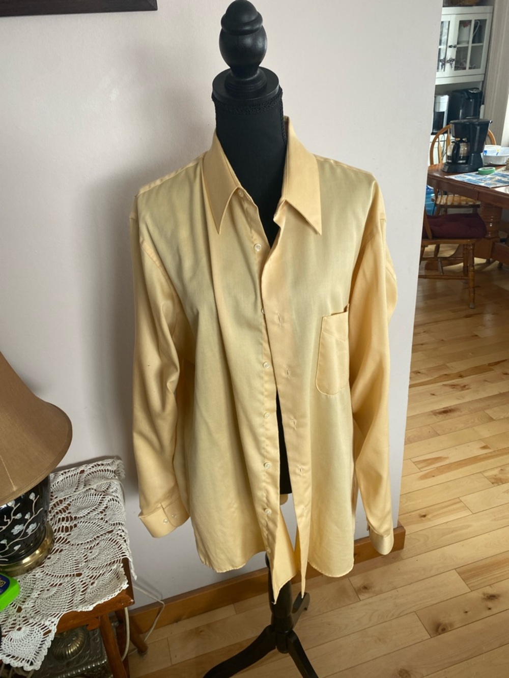 Geoffrey Beene Pale Yellow Sateen Button Shirt